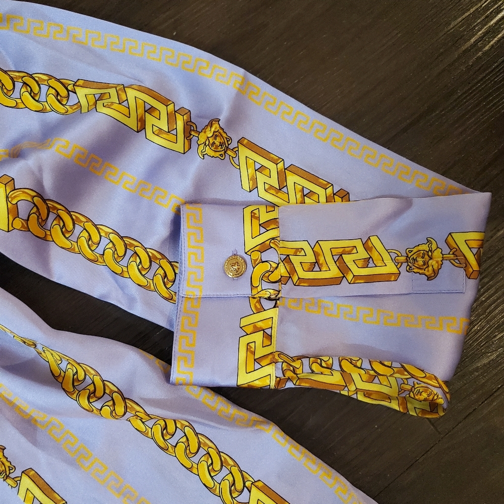 Versace Chain Print Silk-Blend Shirt - Picture 12 of 16